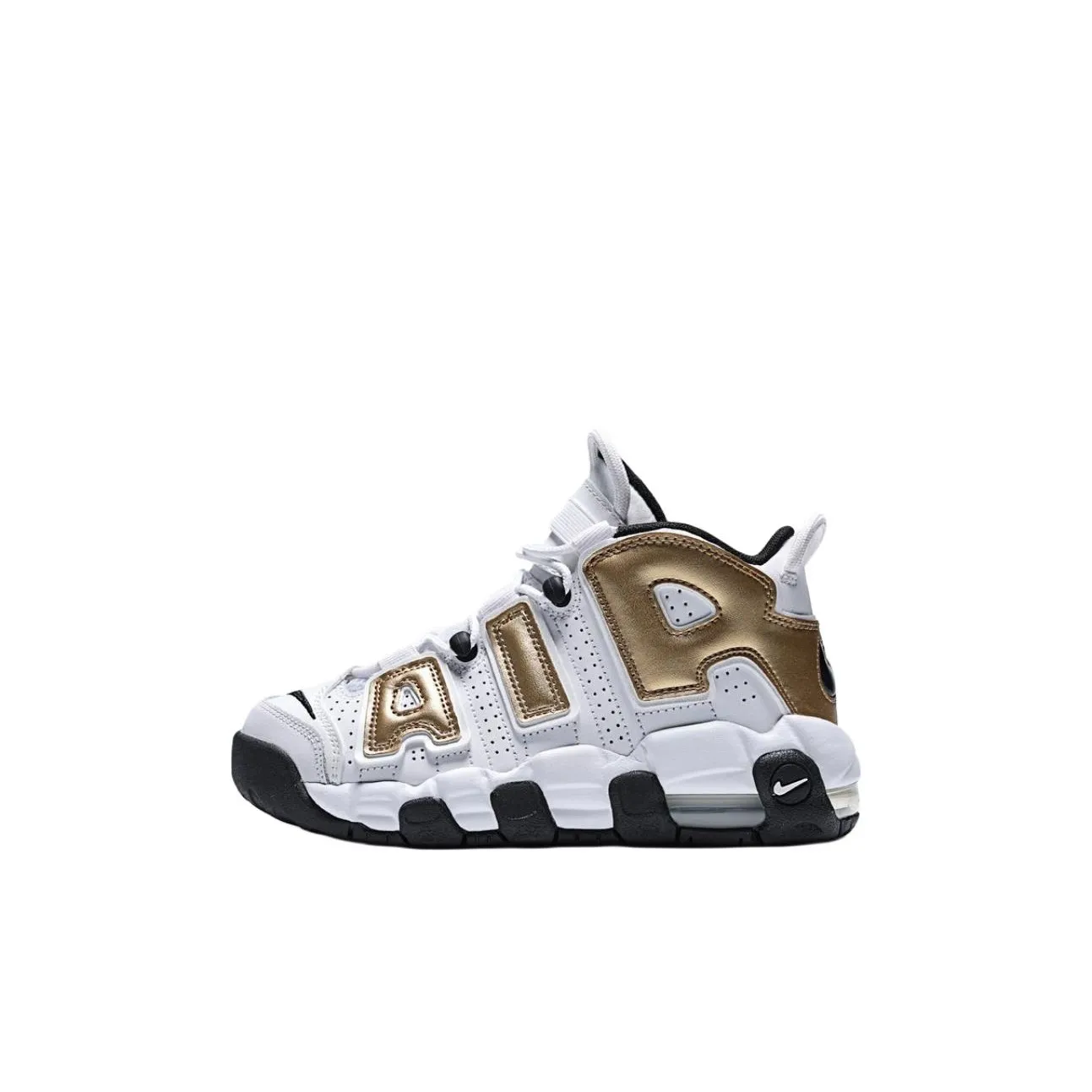 Nike Air More Uptempo High Топ Детские Баскетбольные Кроссовки Белый Золото Унисекс