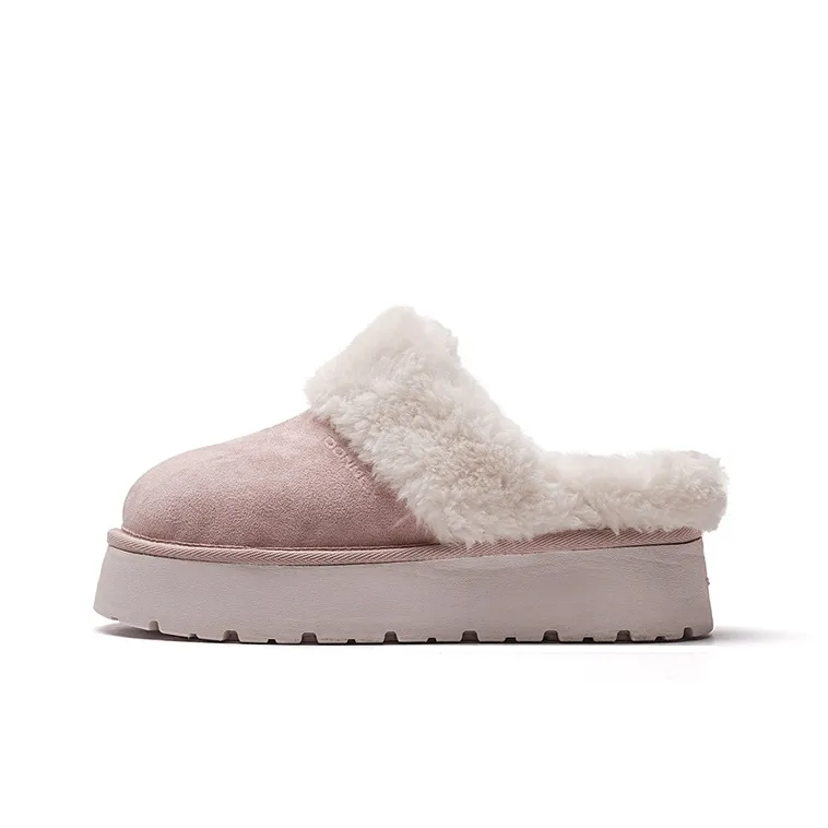 Mule Donkey Резиновая подошва Флоковые противоскользящие домашние тапочки Unisex Light Розовый