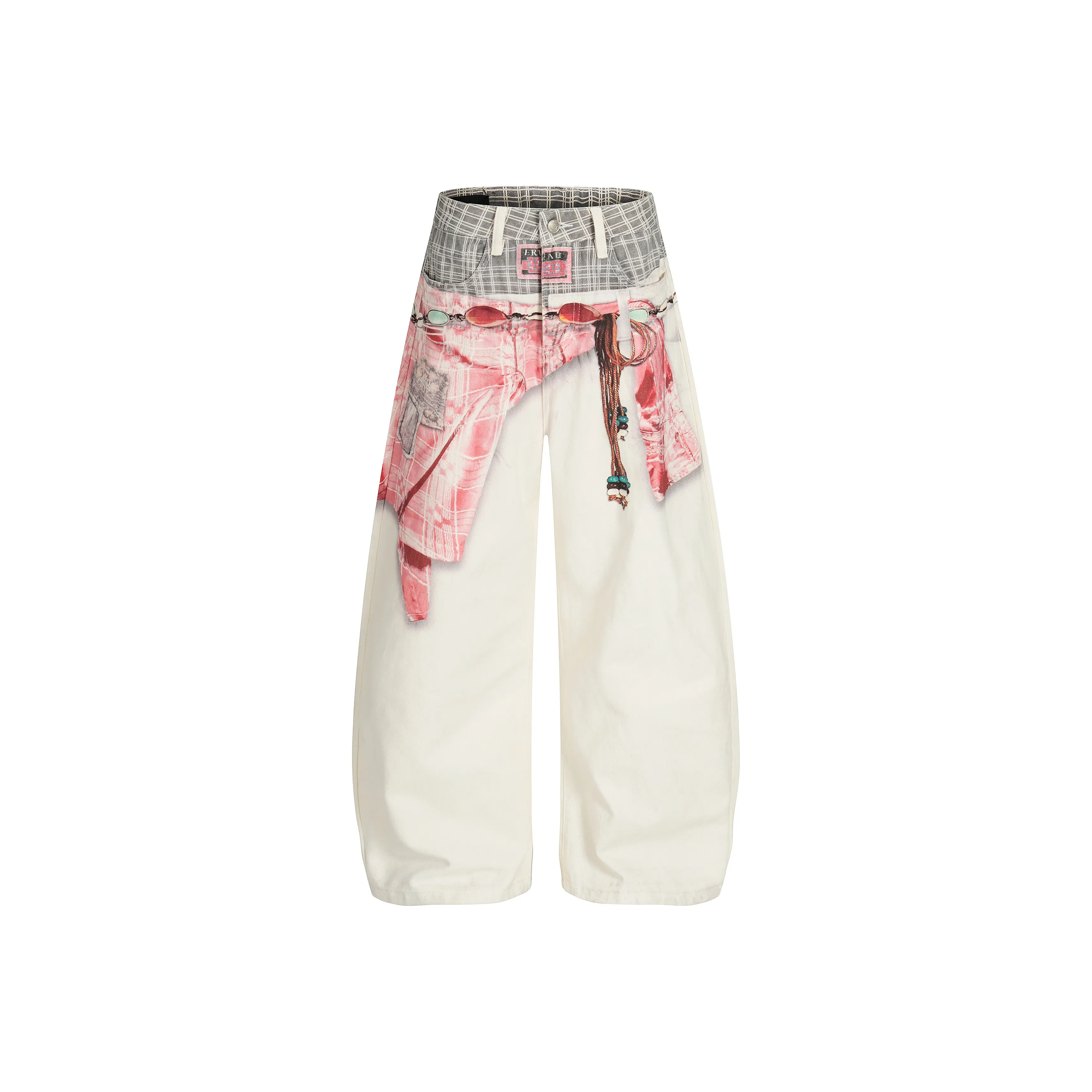 STRUCKCOOL Белый 3D Принт Этнический рисунок Рубашка Цифровой Принт Мужской Джинсы