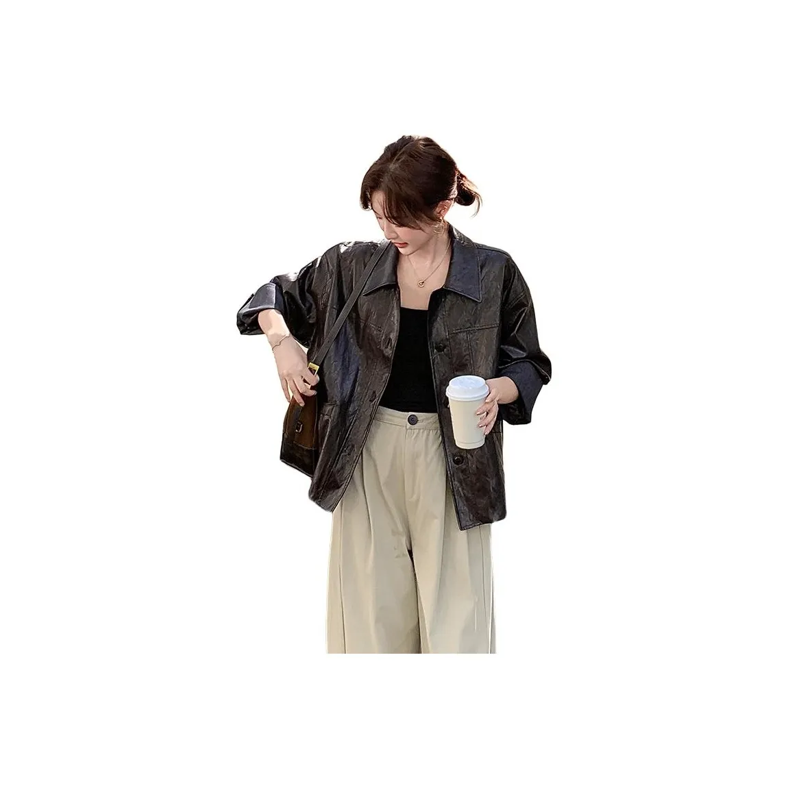 JOEM Кофе Женские Кожаные Куртки