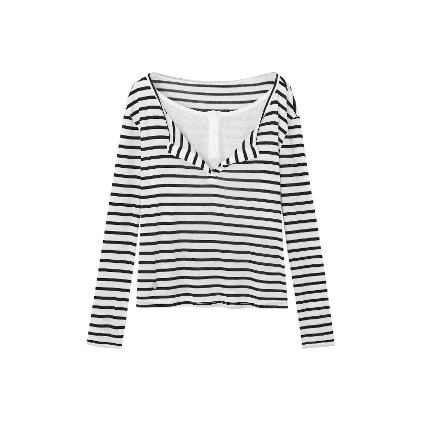 KYKW Черно-белые полосы Женские T-рубашки