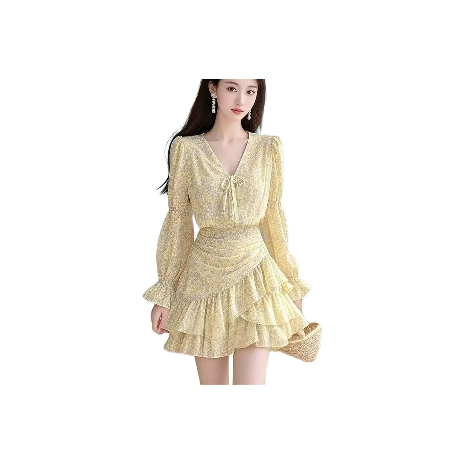 BONAS Длинное платье с длинными рукавами женское