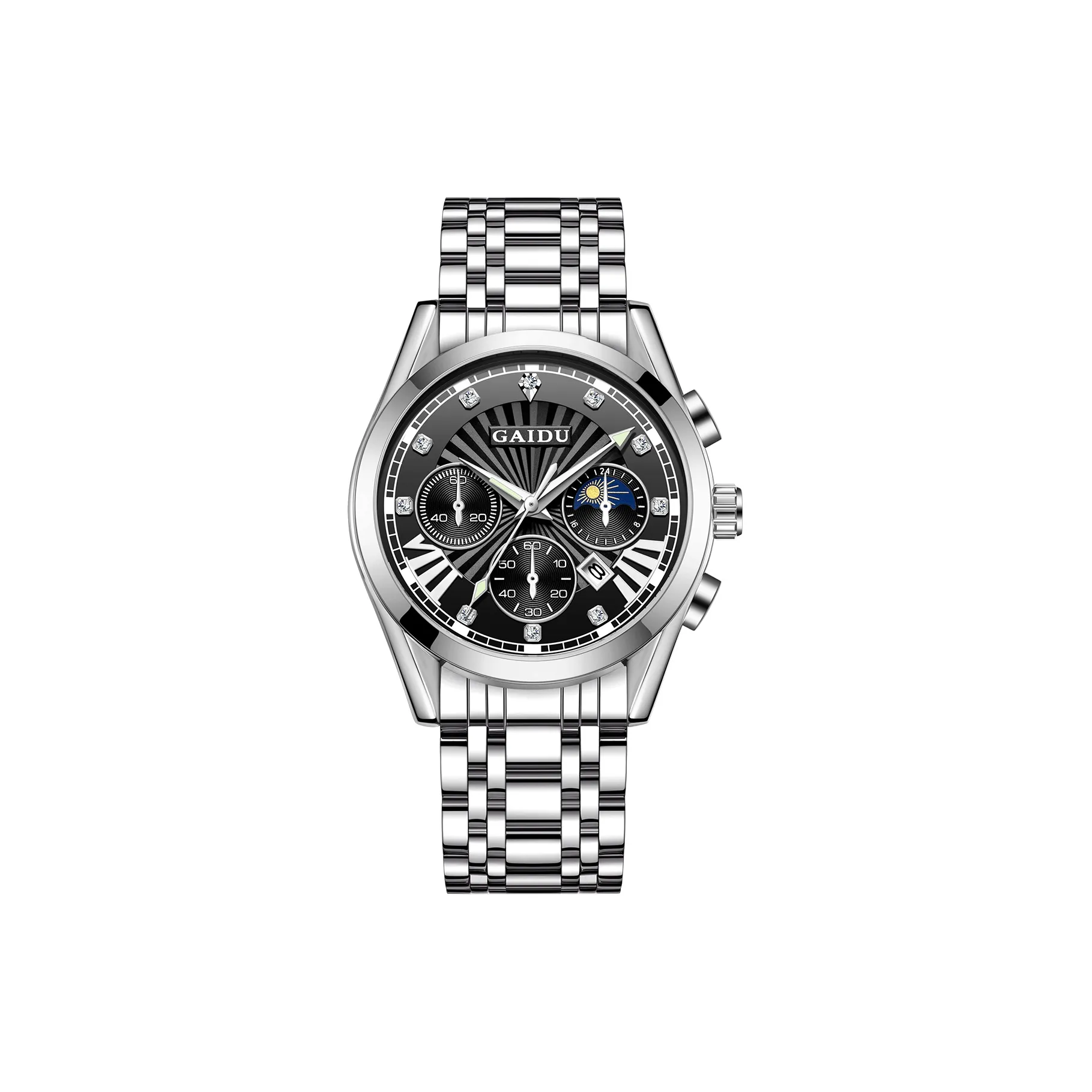 GAIDU Услуга написания поздравительных открыток Кварцевый механизм Часы Мужские Черный циферблат