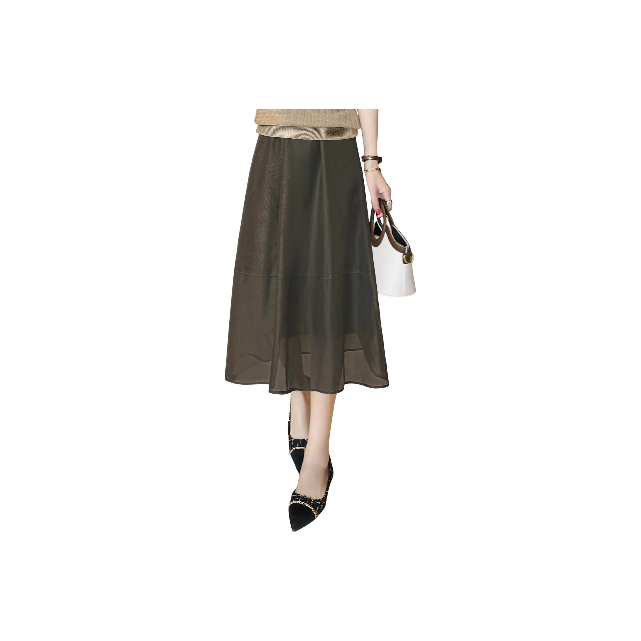 SIBAISHE Оливковый Женские Повседневные Длинные Юбки