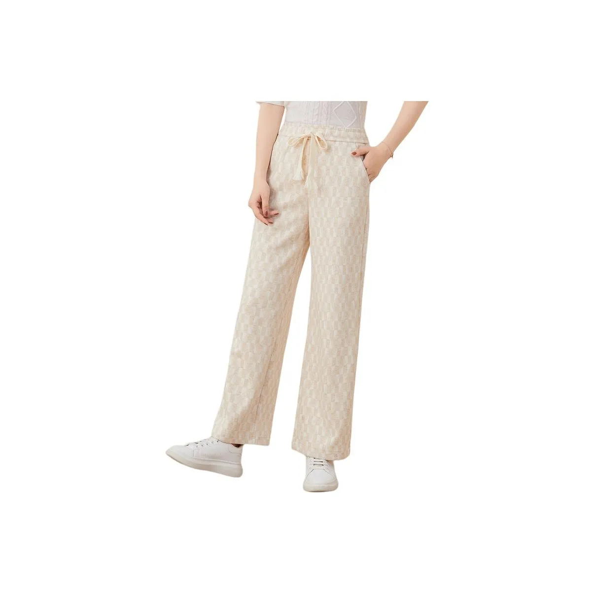 JINJU Бежевые Женские Повседневные Штаны