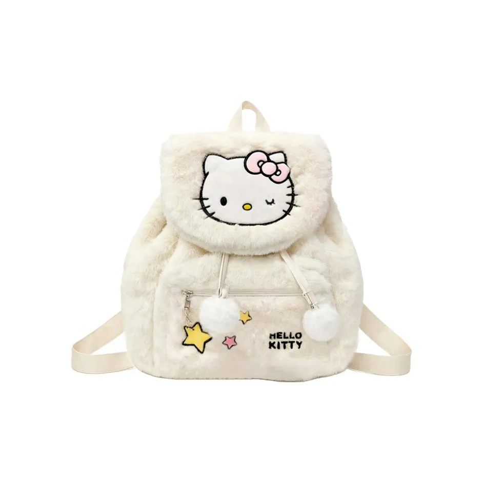 Sanrio Hello Kitty Plush Backpack Women's Milk White Санрио Hello Kitty Плюшевый Рюкзак Женские Молочный Белый