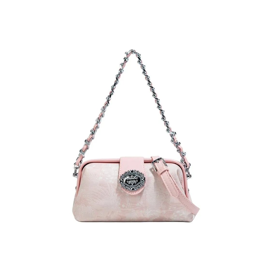 MACKJANICE Полиуретан Синтетическая Кожа Сумка через плечо Женская Вышивка Розовый Вышивка Серый