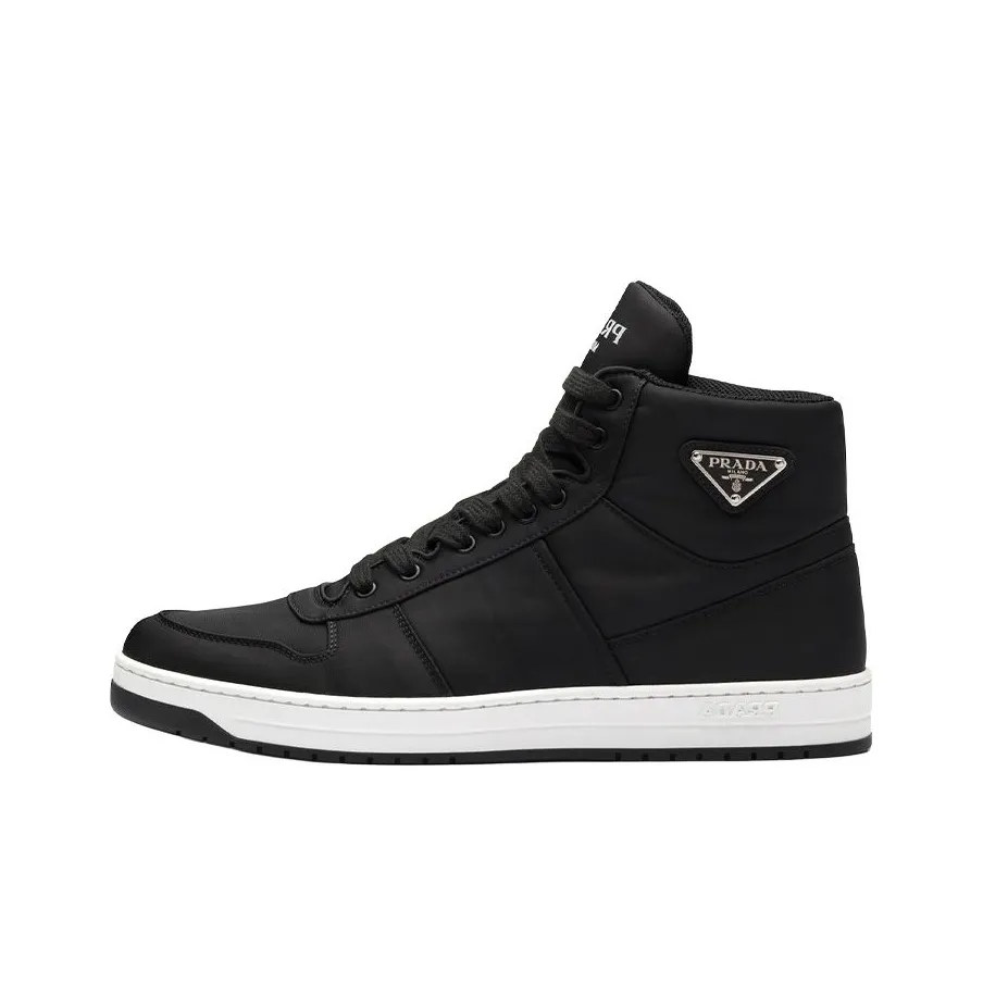PRADA Skateboard Shoes Men High Top Black