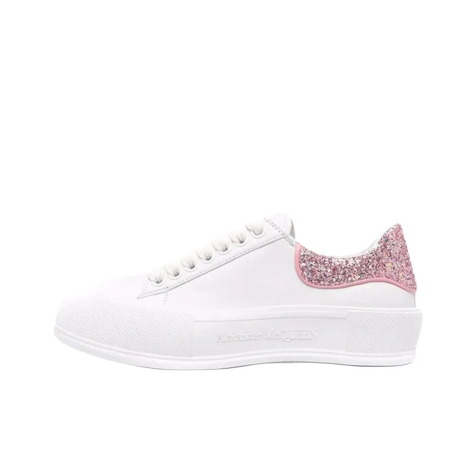 Alexander McQueen Deck Skateboard Shoes Women's Low Top White/Pink