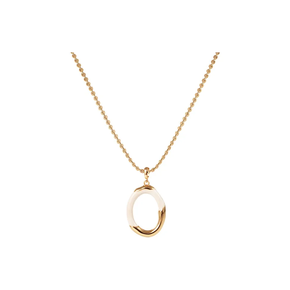 Retro Chic 18К золото покрытие Латунь с белой эмалевой рябью Подвеска Женская