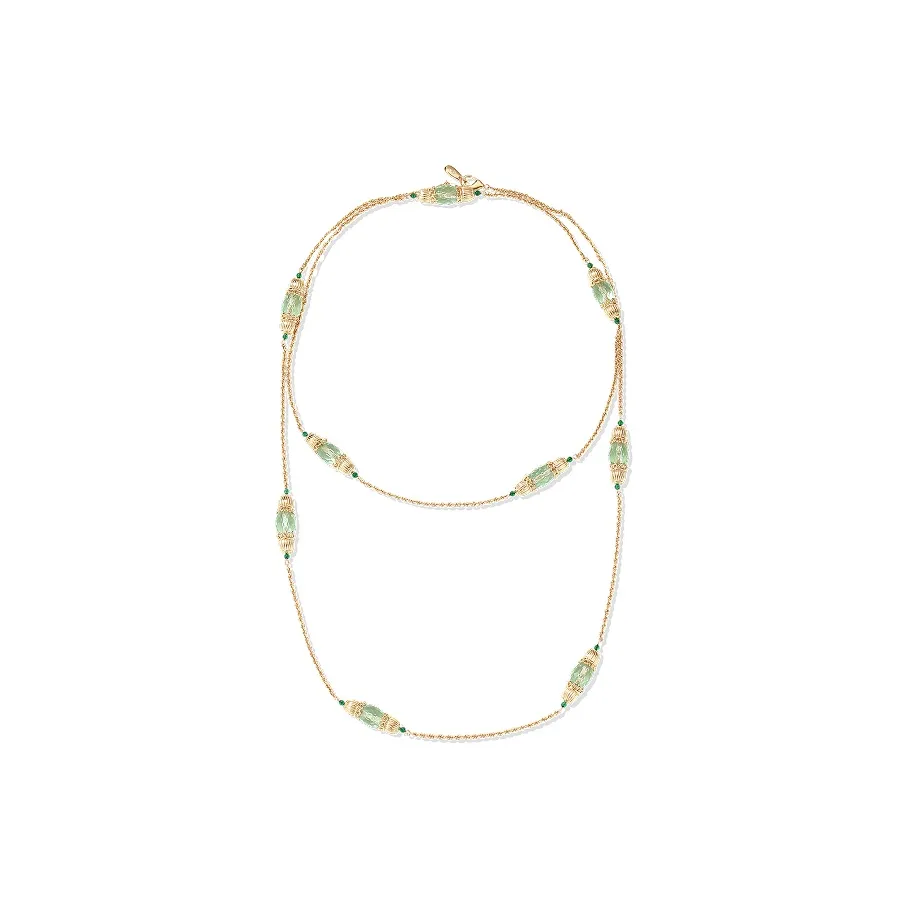 Retro Chic Медный 18K золото Инкрустированный Цветная глазурь Орехи Длинная цепь Женские