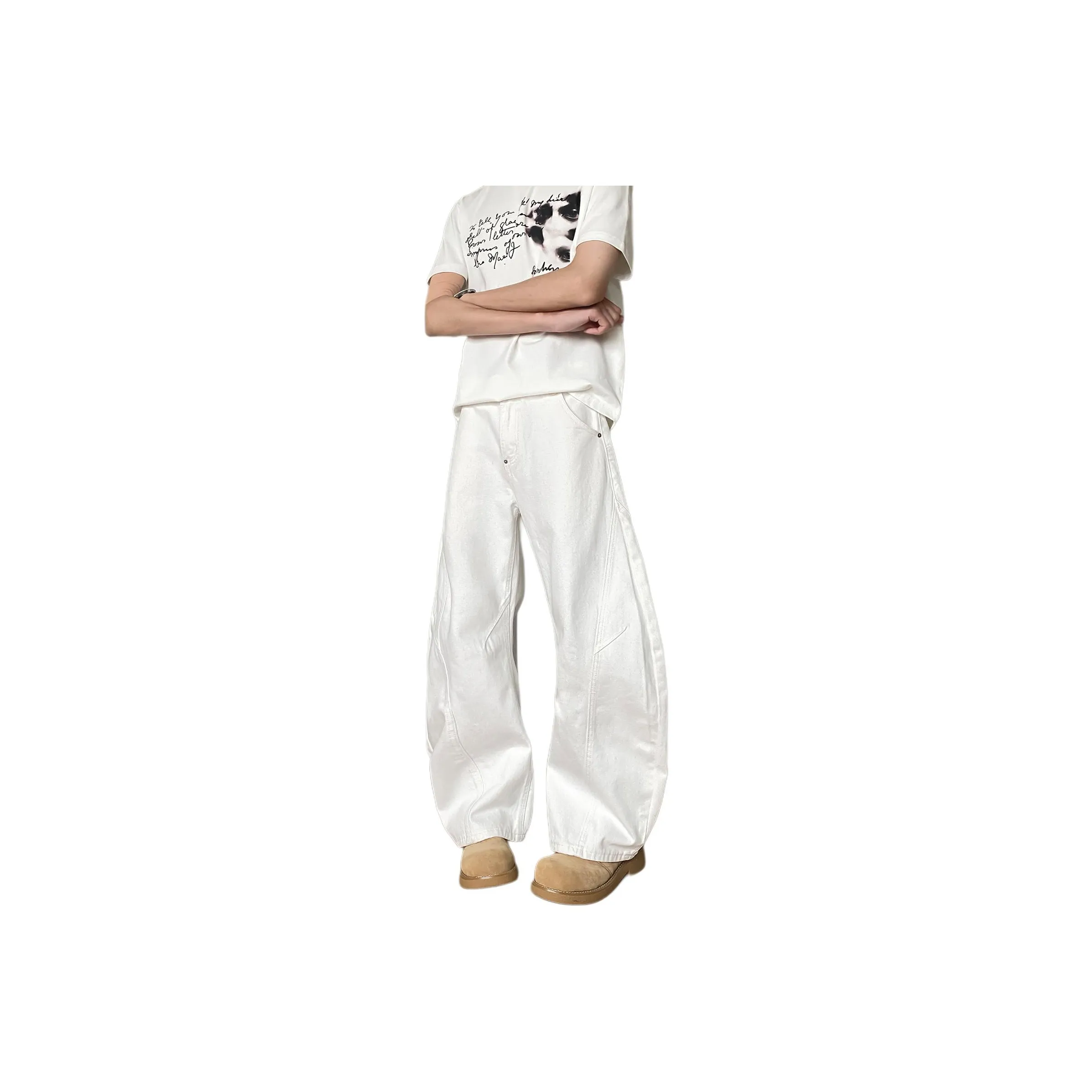 Pirkadat Белый Унисекс Повседневные Штаны