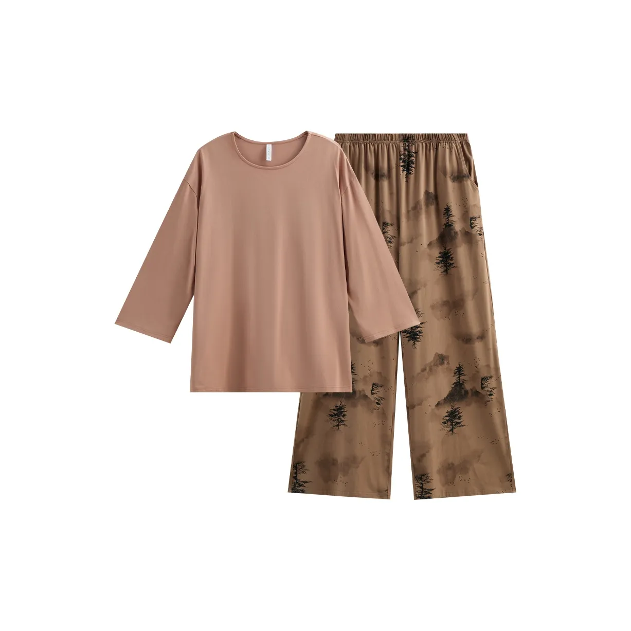 Same Language Пижамный комплект Женские Yam Красный · CAMEL Цвет · Ландшафт Рисунок