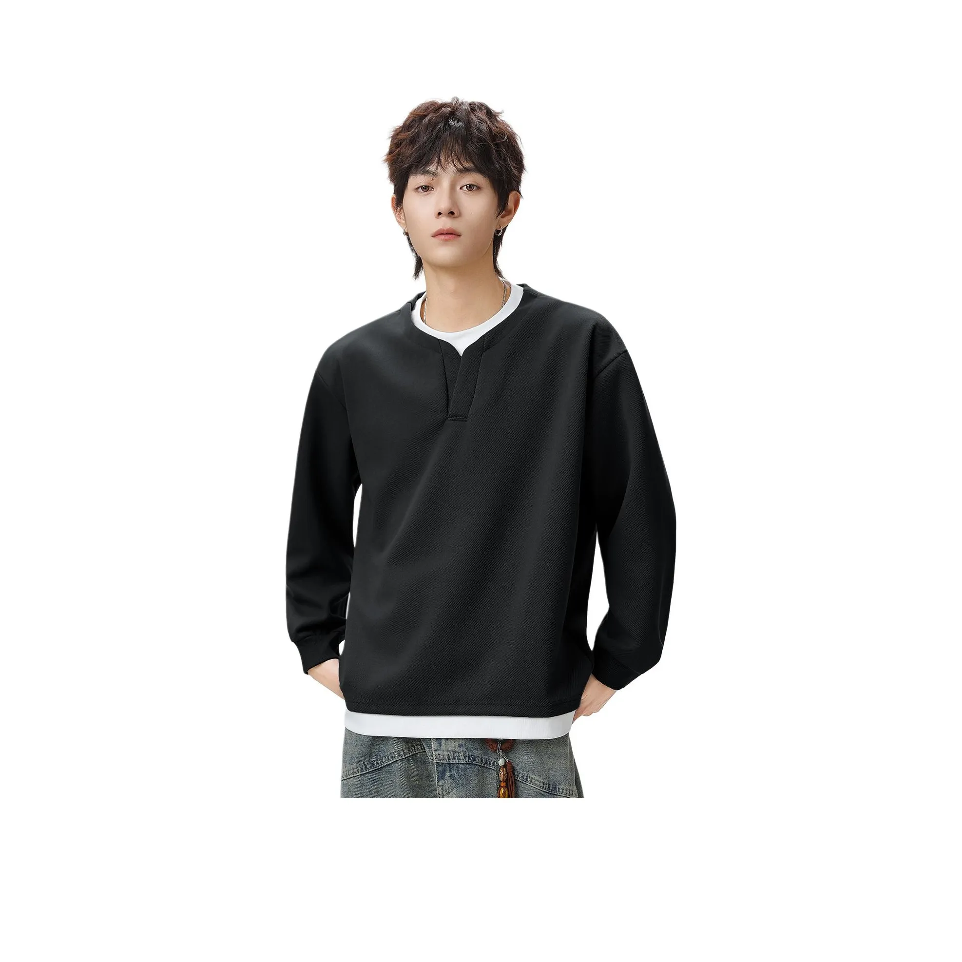 WOOD SOON Повседневный свитшот с V-образным вырезом мужской