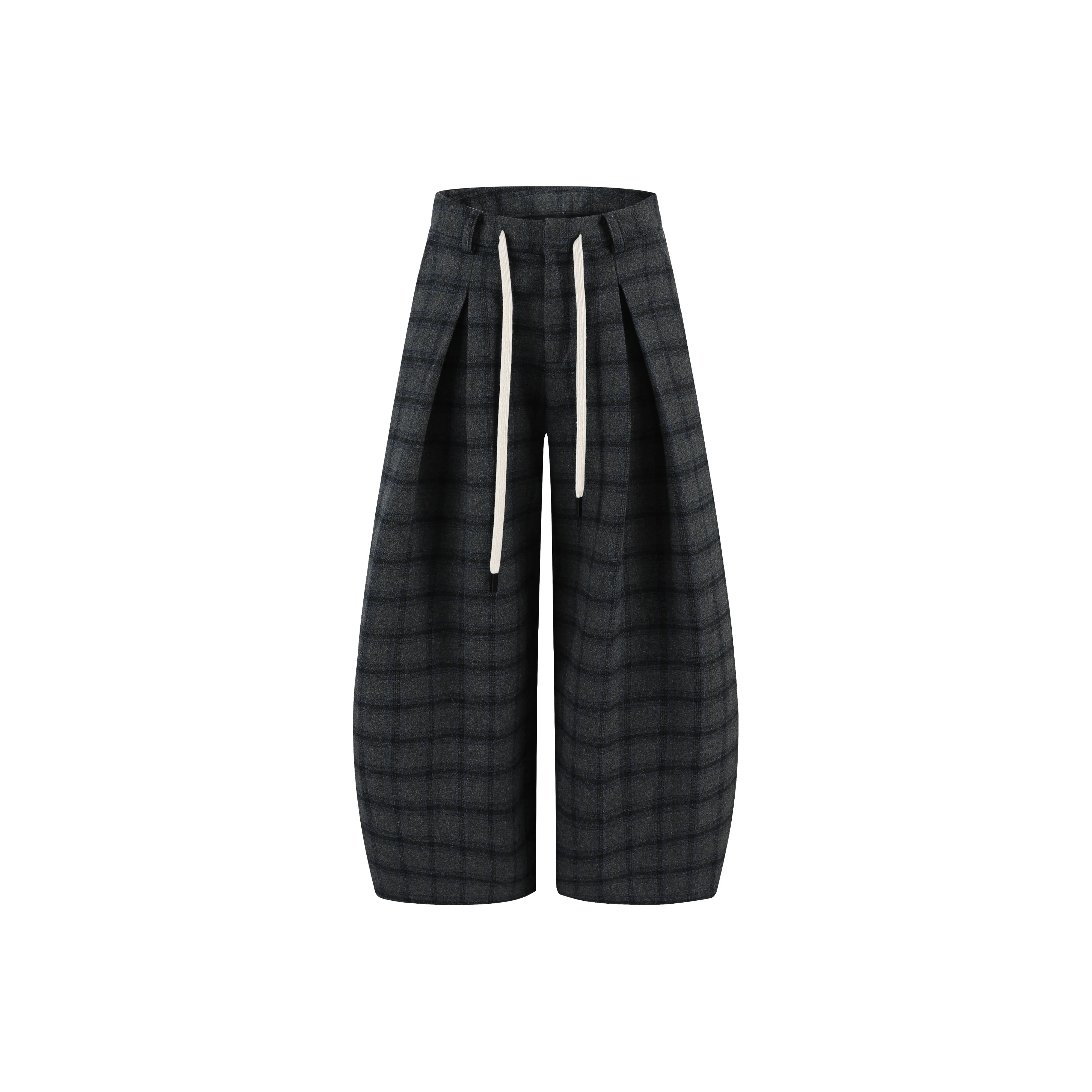 VS WHAT Серый Синий Клетка Унисекс Повседневные Штаны