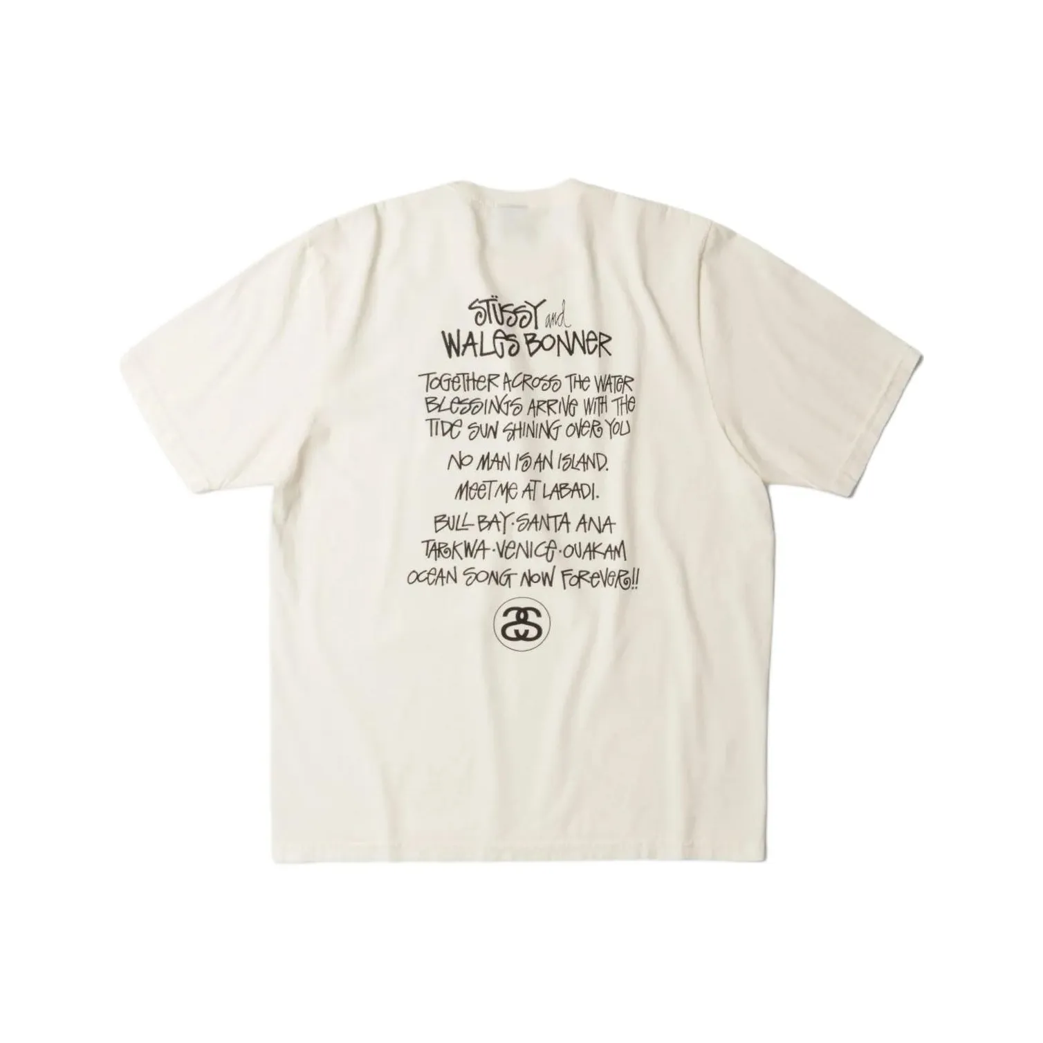 Stussy Wales Bonner Co Бренд FW25 Ocean Song Tee T-Shirt Унисекс