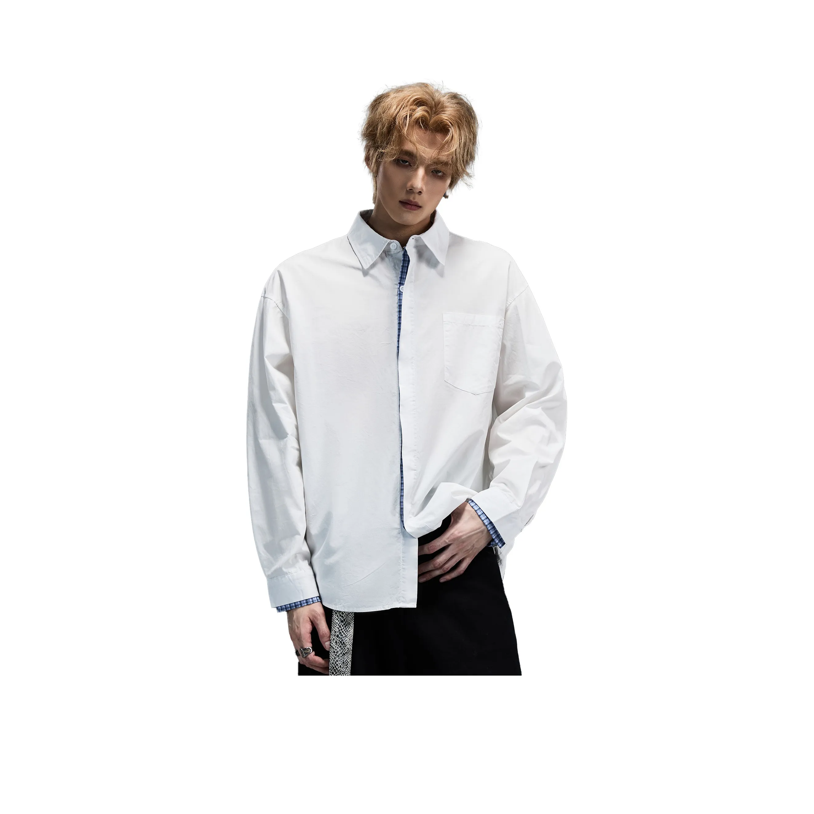 YINLANGSHIJIA Белая Мужская Рубашка