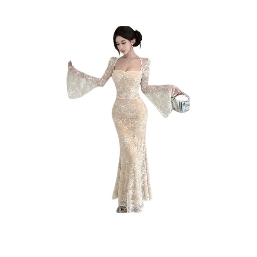 BONAS Длинное платье с длинными рукавами женское