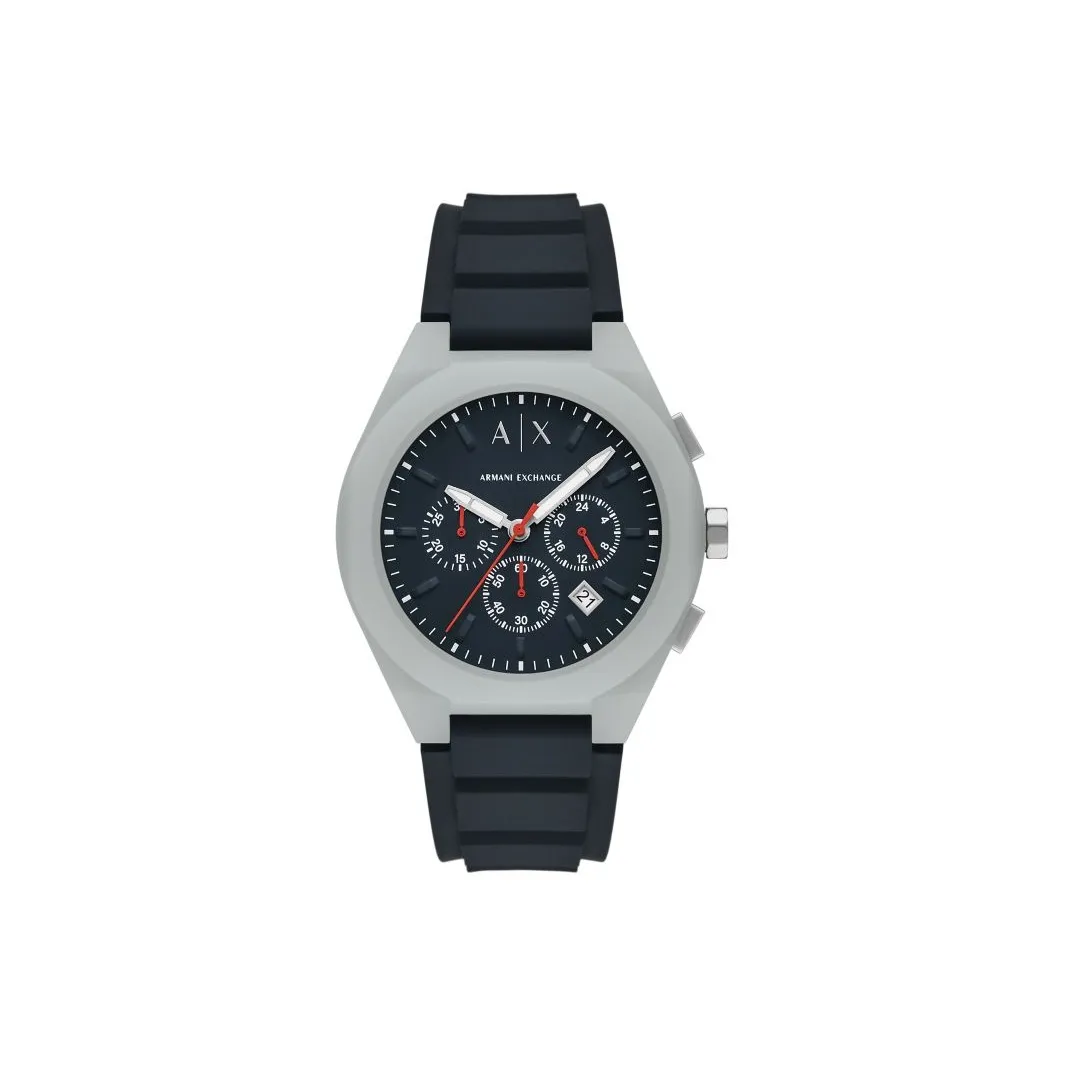 ARMANI EXCHANGEAE Мужские часы Кварцевый механизм Силиконовый ремешок Черный циферблат