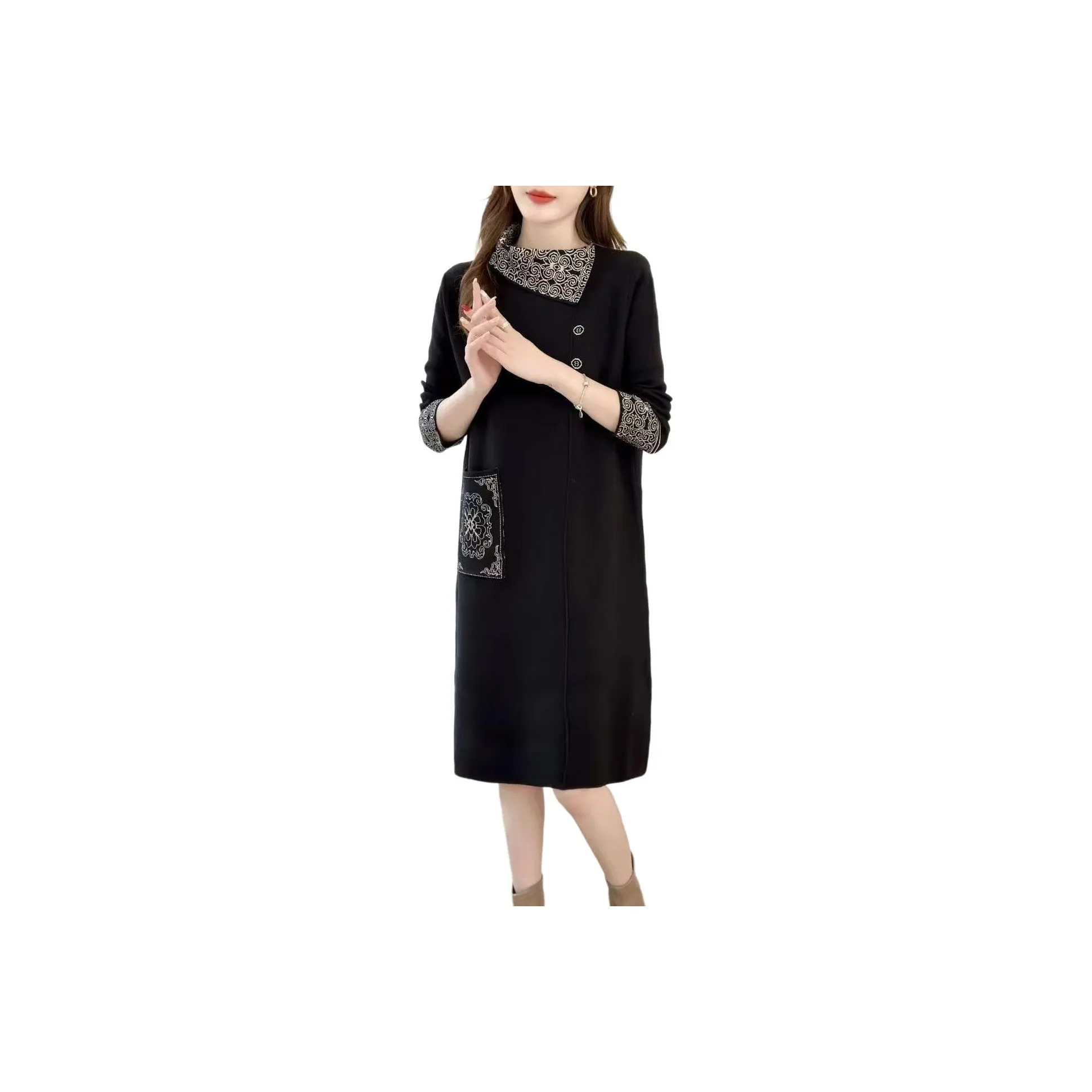 BONAS Длинное платье с длинными рукавами женское