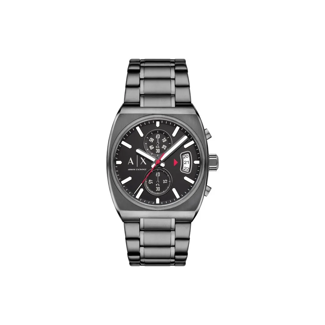 ARMANI EXCHANGEAE Мужские часы Кварцевый механизм Стальной ремешок Черный циферблат