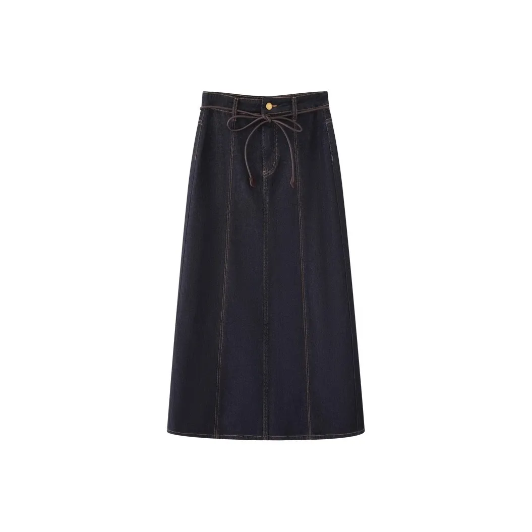Vine Color Деним Длинная Юбка Женская