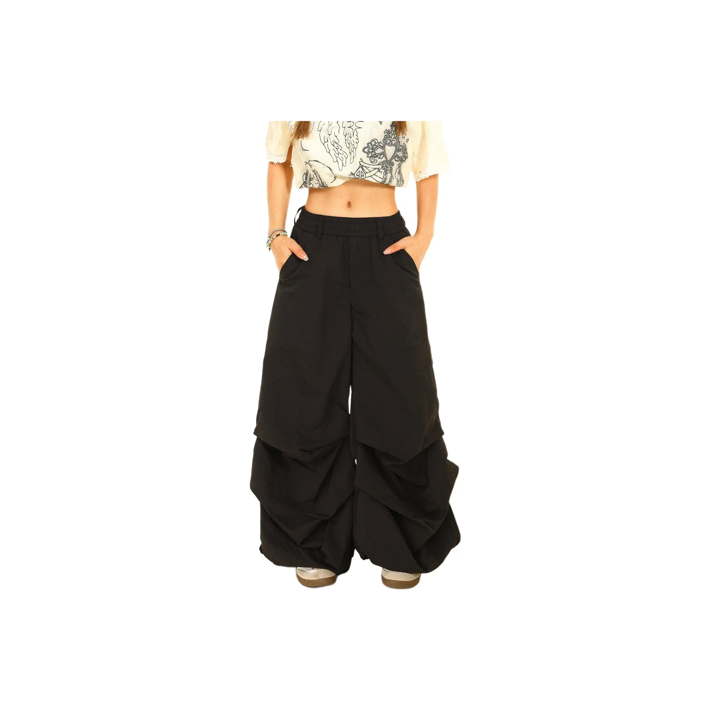 PISYPOX Black Unisex Casual Pants PISYPOX Черные Унисекс Повседневные Штаны