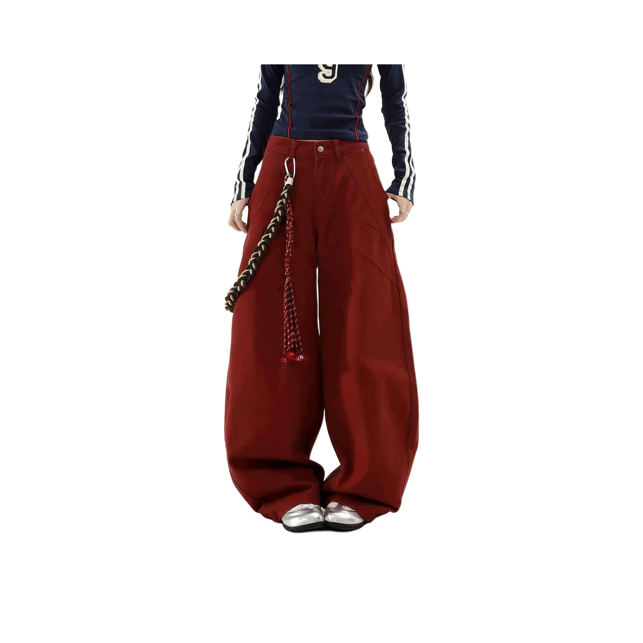 UNA RETA Red Unisex Casual Pants UNA RETA Красный Унисекс Повседневные Брюки