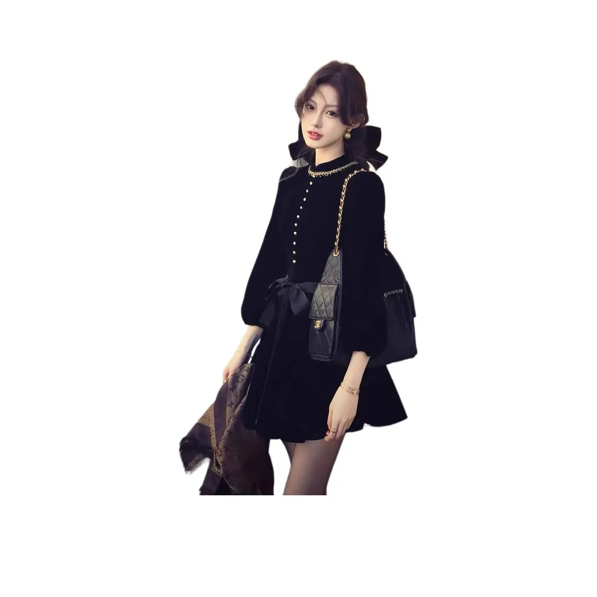 Kiki Clothing Boutique Длинное платье с длинными рукавами женское