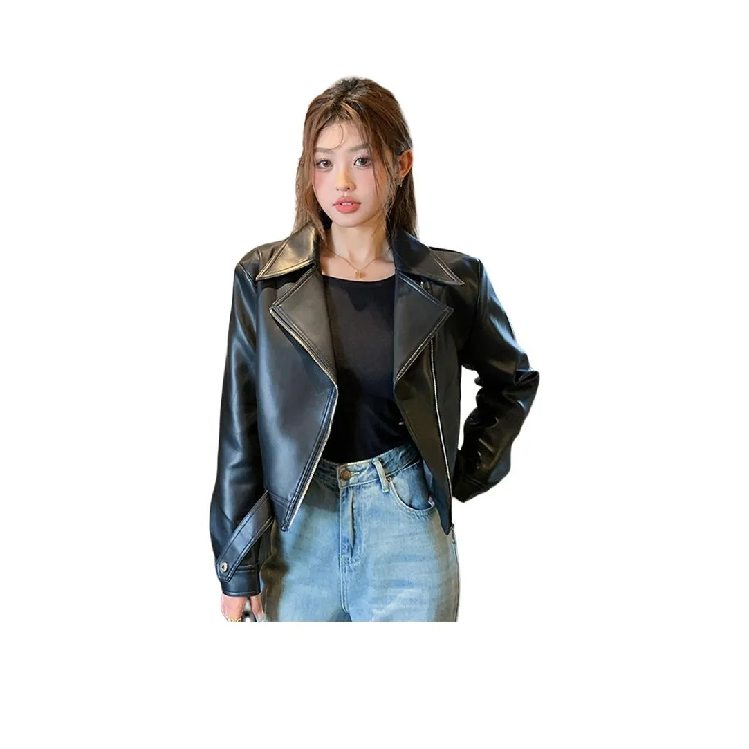 YICHEN Черные Женские Кожаные Куртки