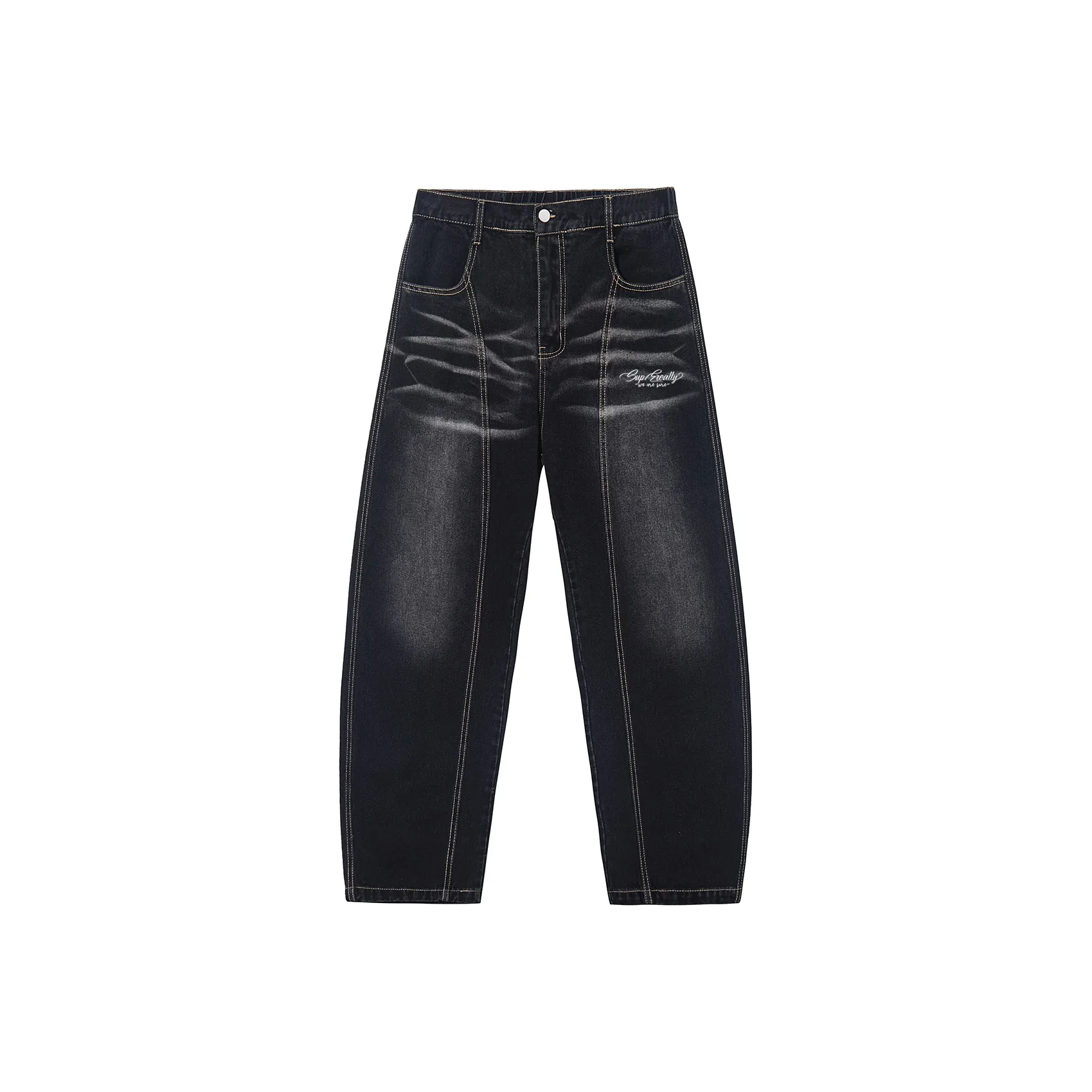 SUPEREALLY Черные Унисекс Джинсы
