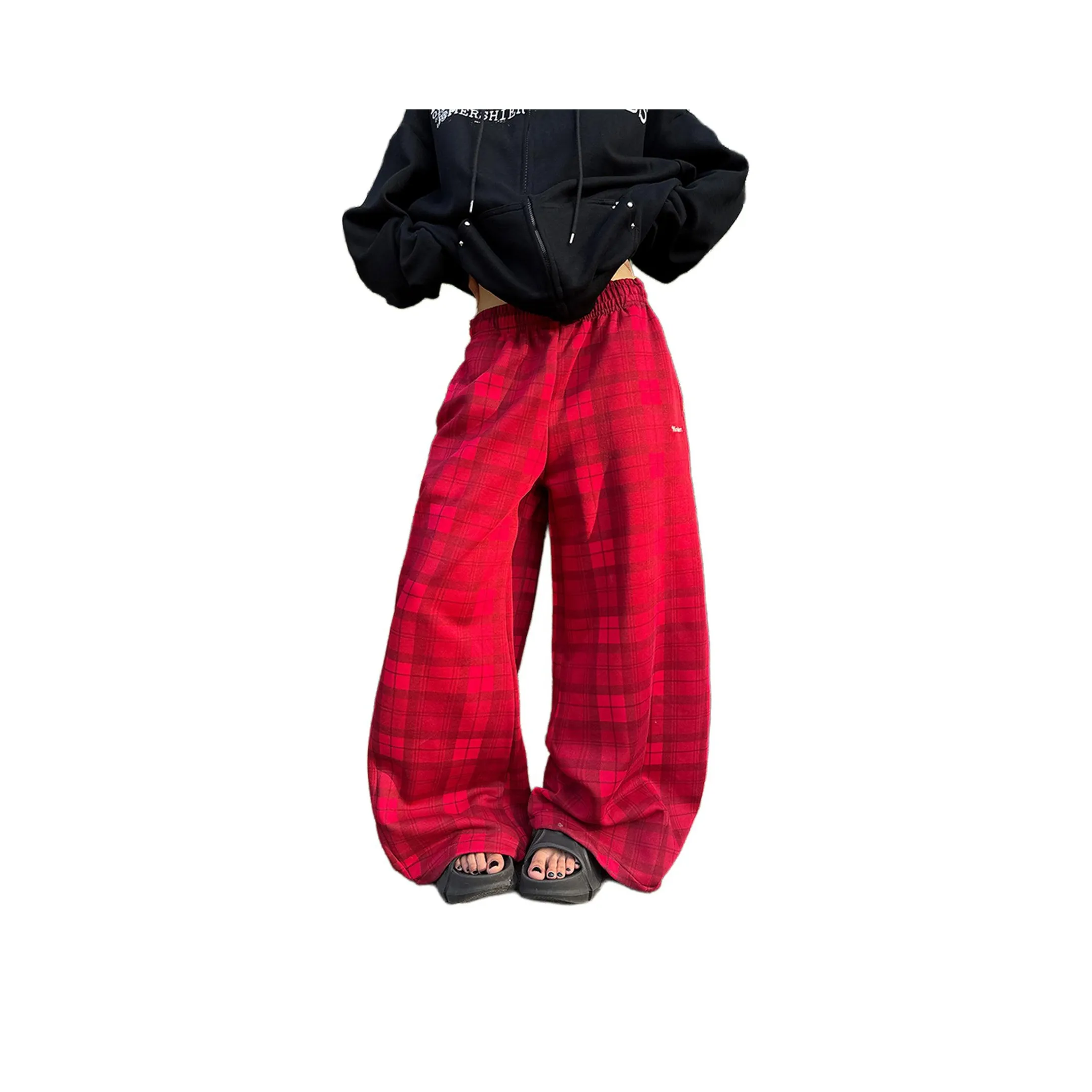 PISYPOX Red Unisex Casual Pants PISYPOX Красный Унисекс Повседневные Брюки