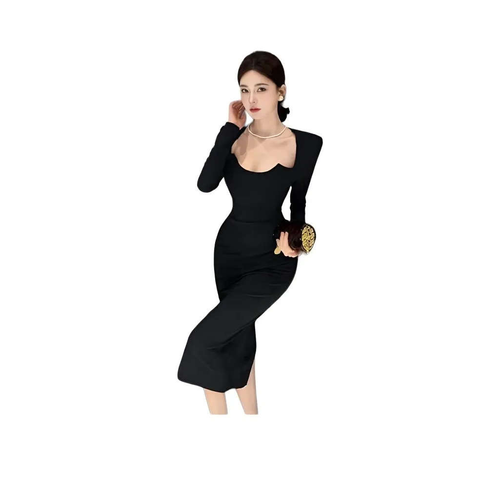 XIANSINIAO Длинное платье с длинными рукавами женское