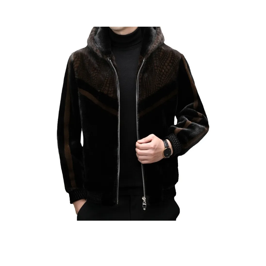 DKRVT Темно-коричневый [Упаковка] Мужская меховая одежда