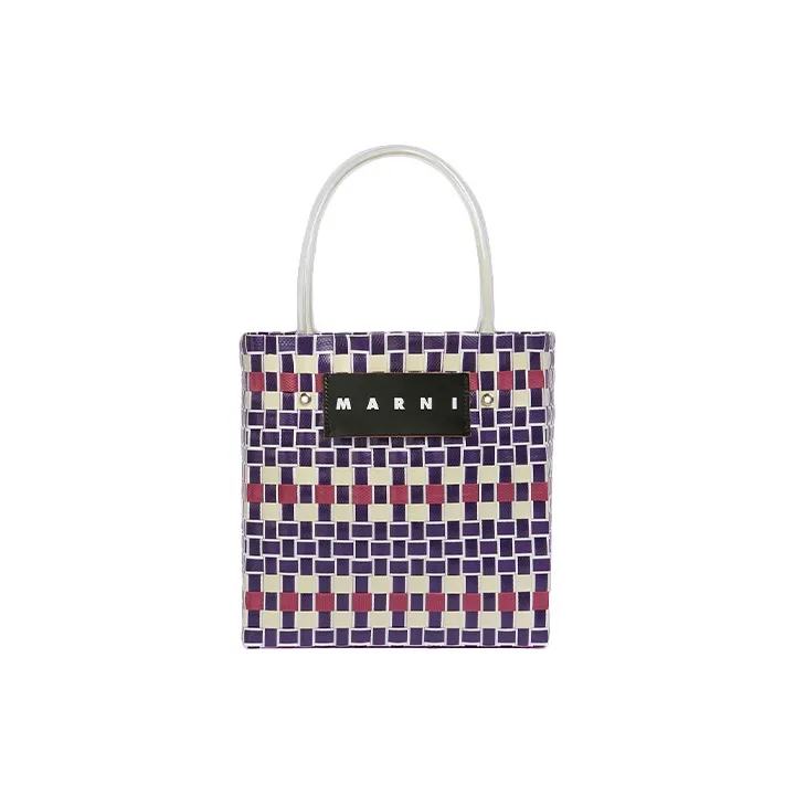MARNI Полипропиленовая Тоут Сумка Сумка для покупок Мини Сумка Женская Фиолетовая и Многоцветная
