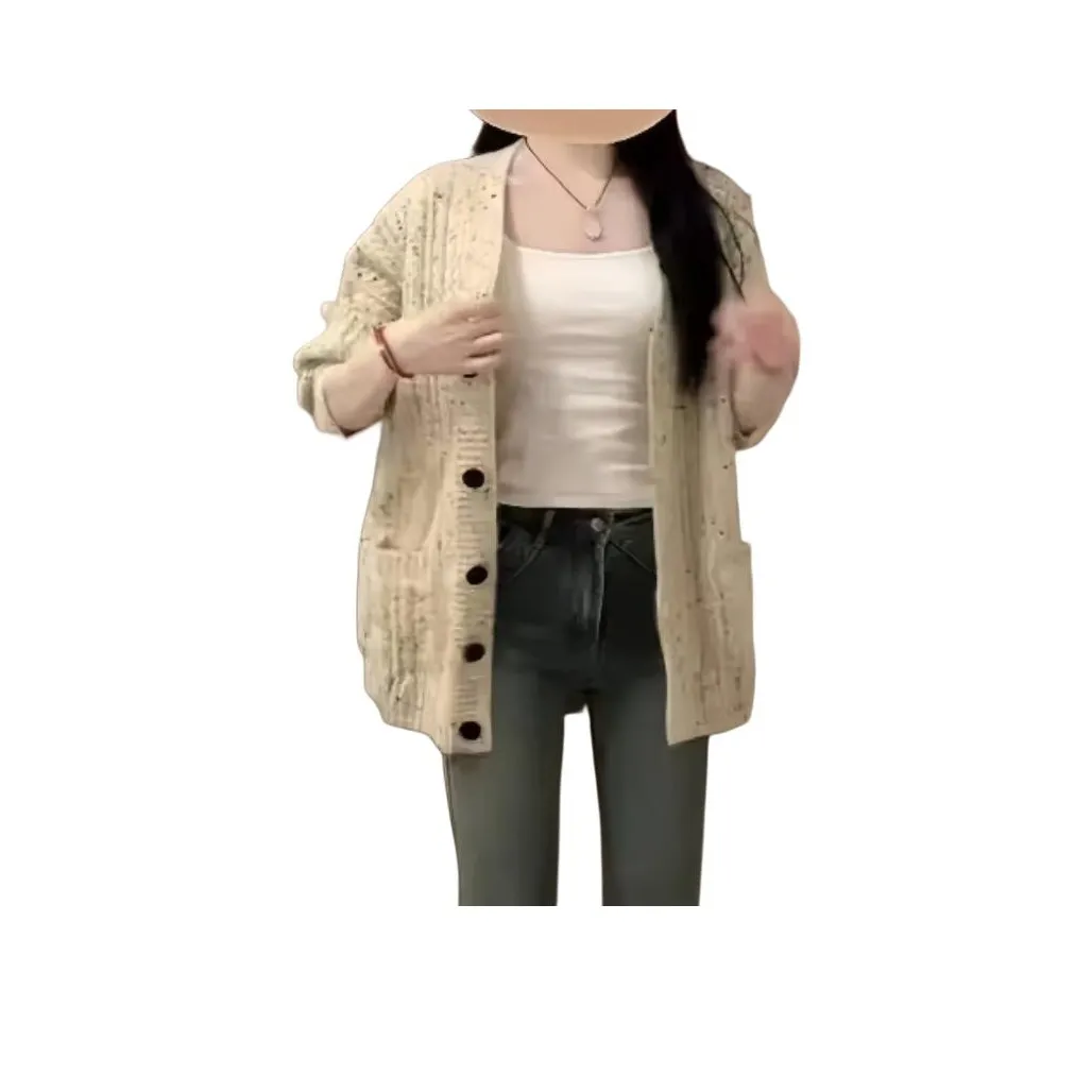 Mu Xiao Xin Абрикос с MU Xiaoxin Бренд Наклеенный Женские Трикотаж