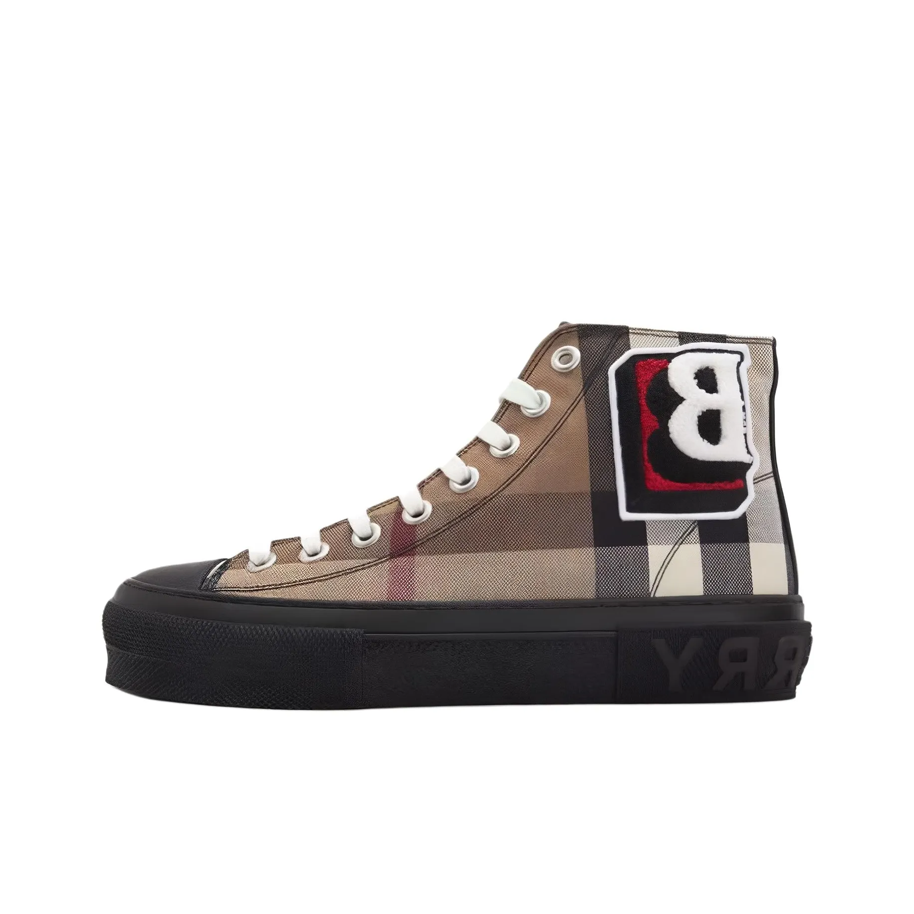 Burberry Canvas Shoes Men High-Top Plaid