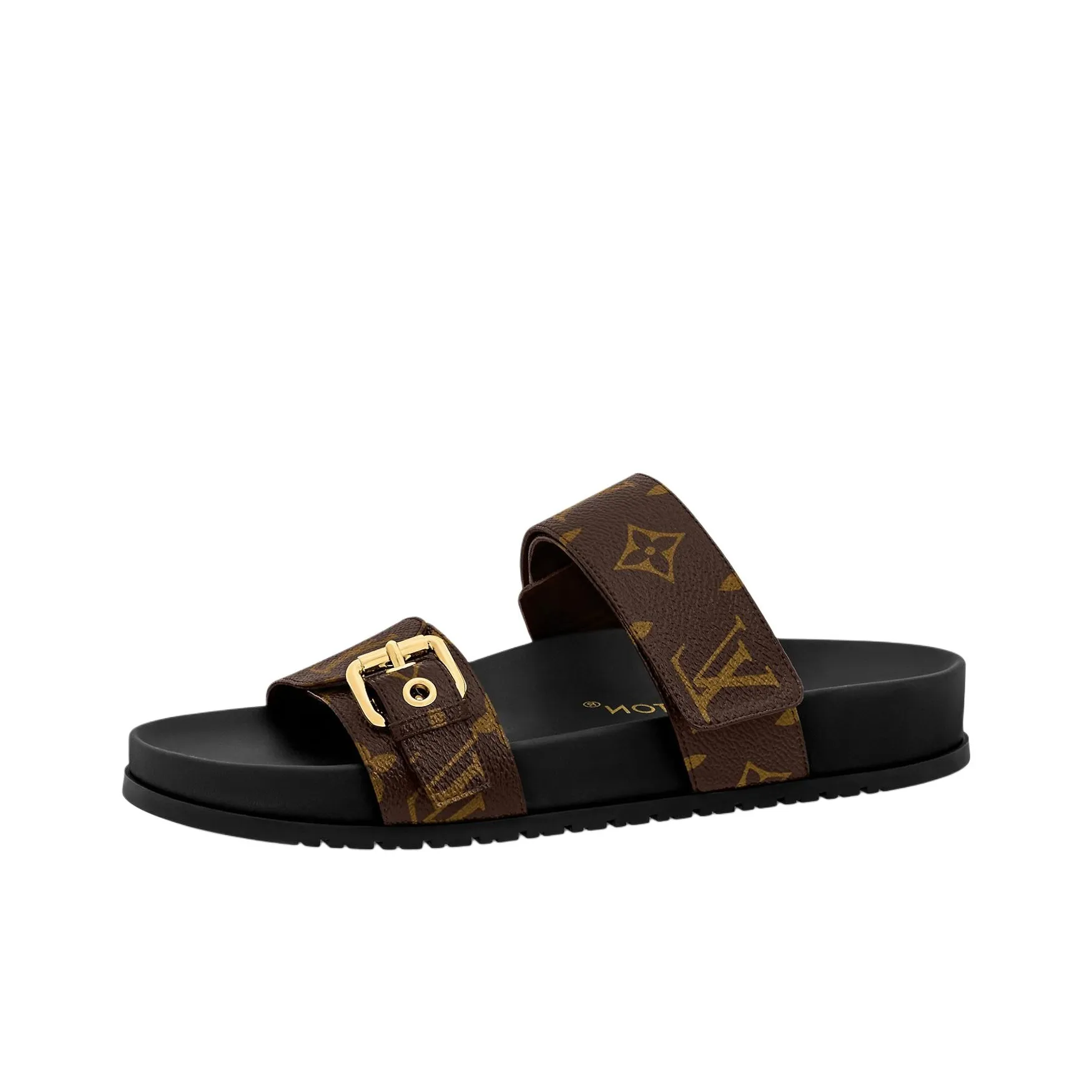 LOUIS VUITTON Bom Dia Slide Slippers Women's Brown