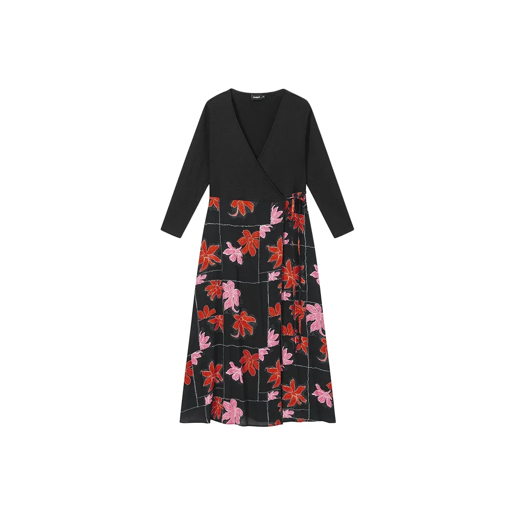 Desigual Длинное платье с длинными рукавами женское