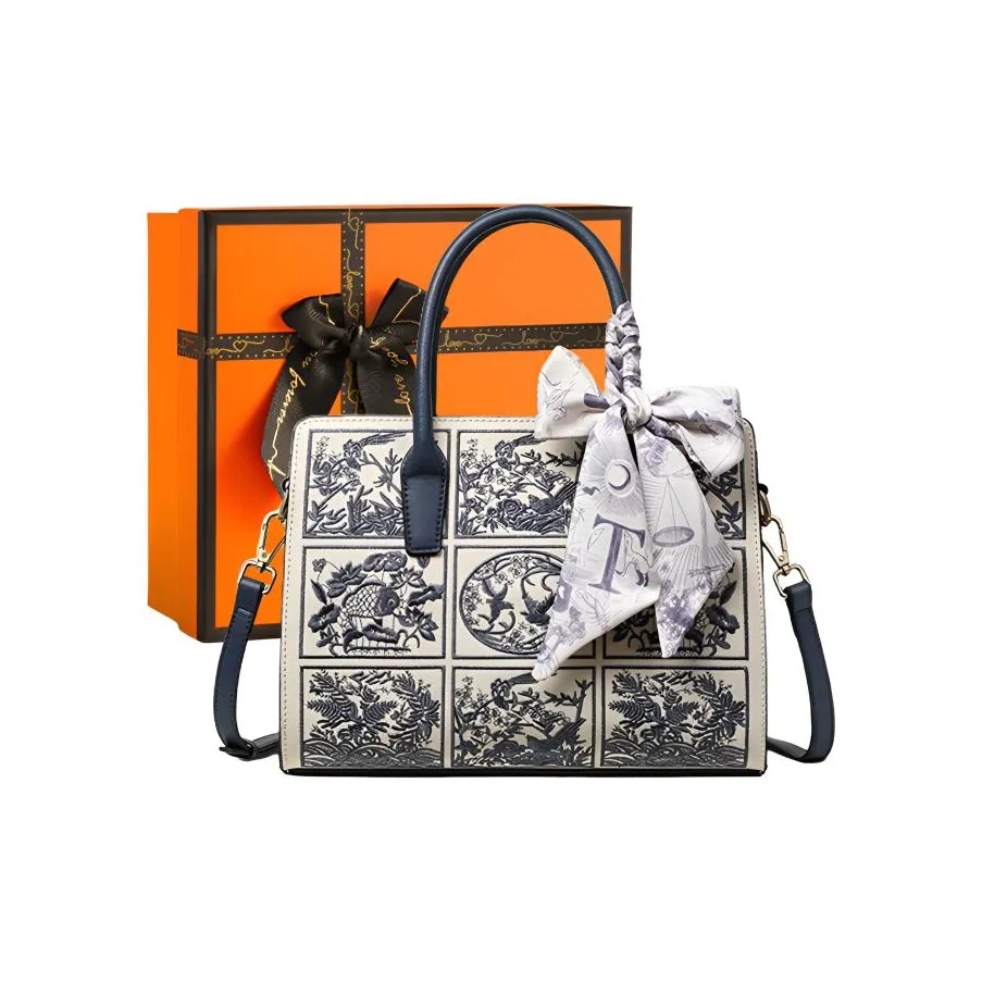 OUBOTE Бирк Сумка из коровьей кожи Сумка через плечо Сумка обычная Женская Бежевая Белая Синяя