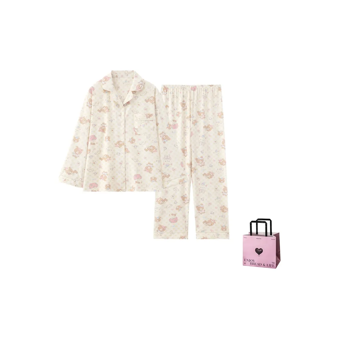 NATTY Cookies Медвежонок Сумка для покупок с сердцем Женские Пижамные комплекты