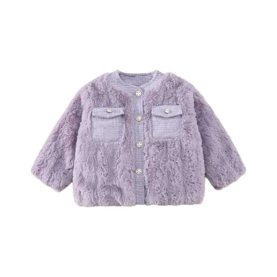M JBABY Фиолетовый Детский Шерстяное Пальто