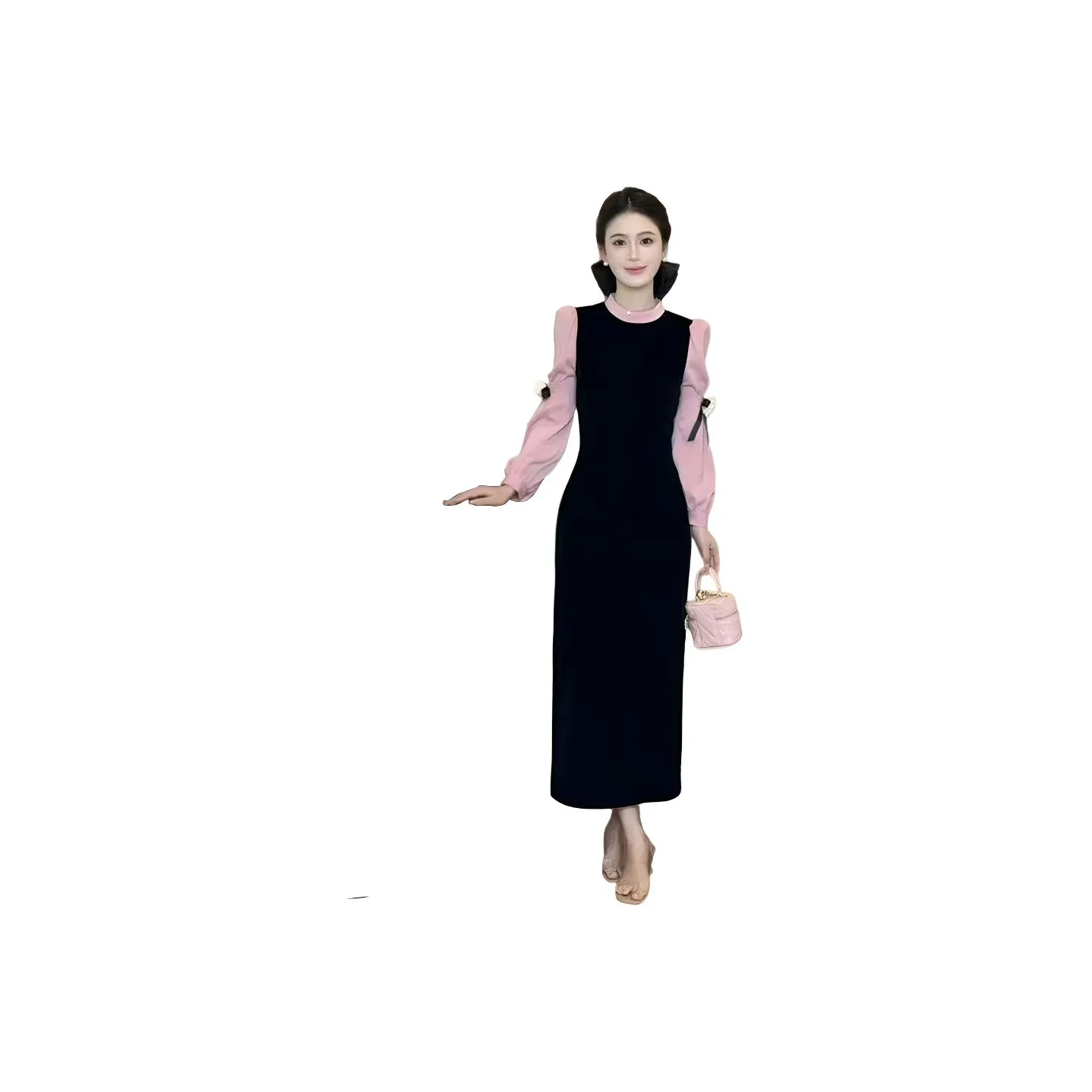 GRAYISMOON Длинное платье с длинными рукавами женское