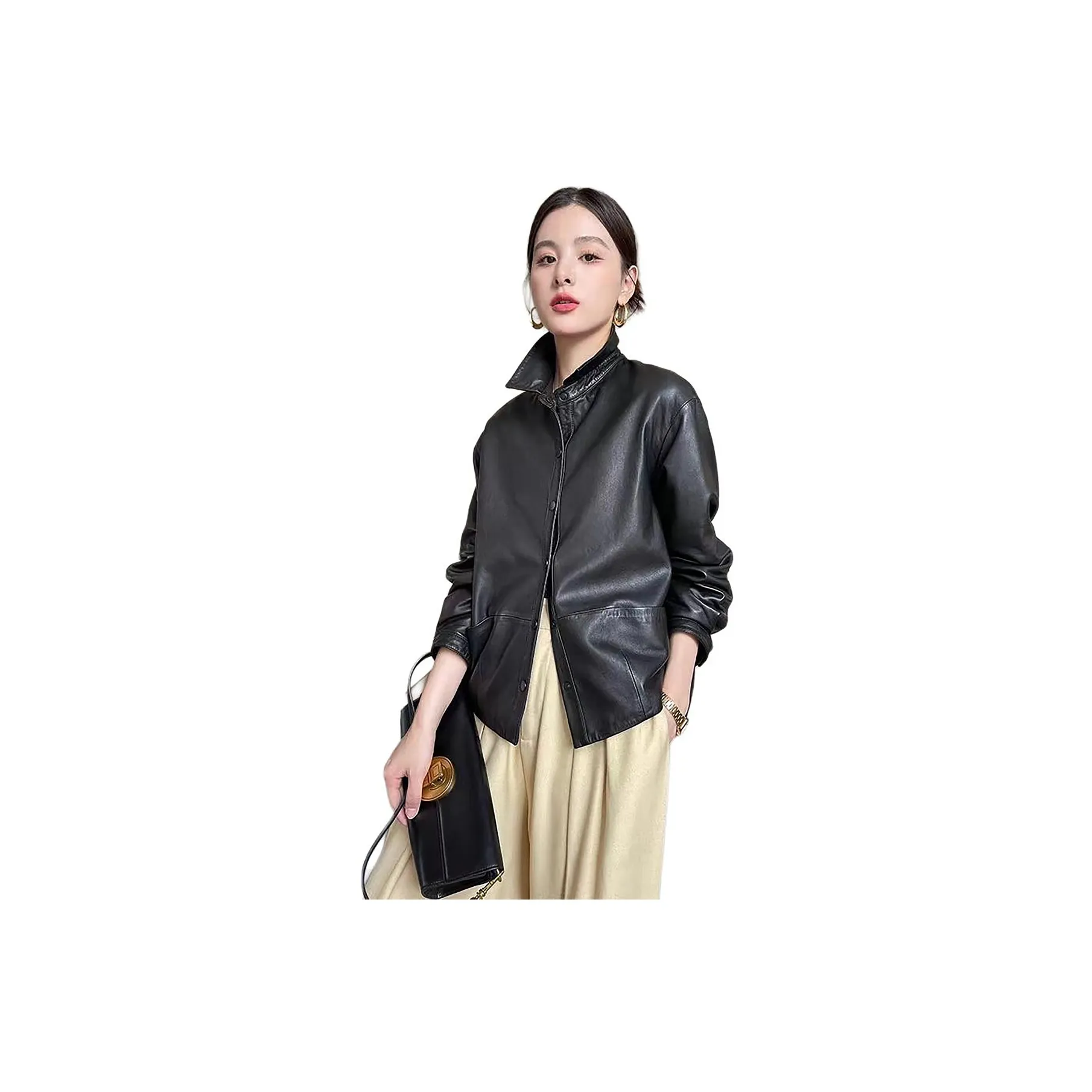 Devanro Черные Женские Кожаные Куртки