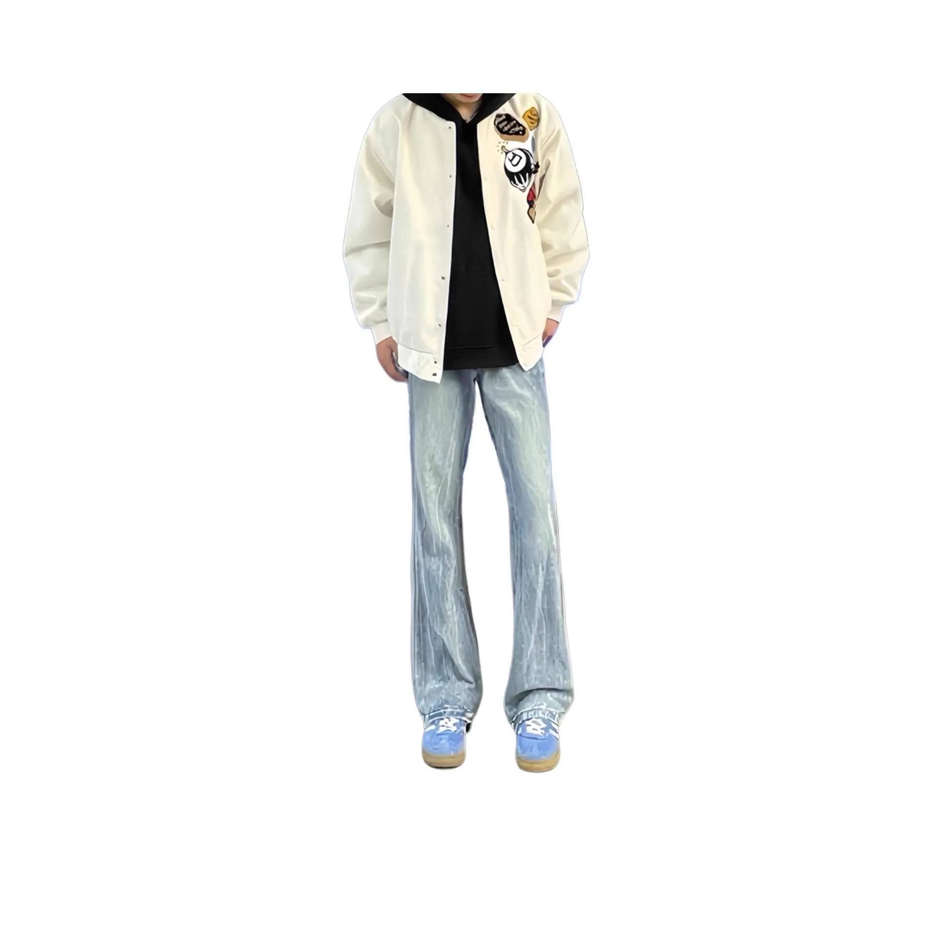 DAFK Светло-синие джинсы с эластичным поясом для мужчин