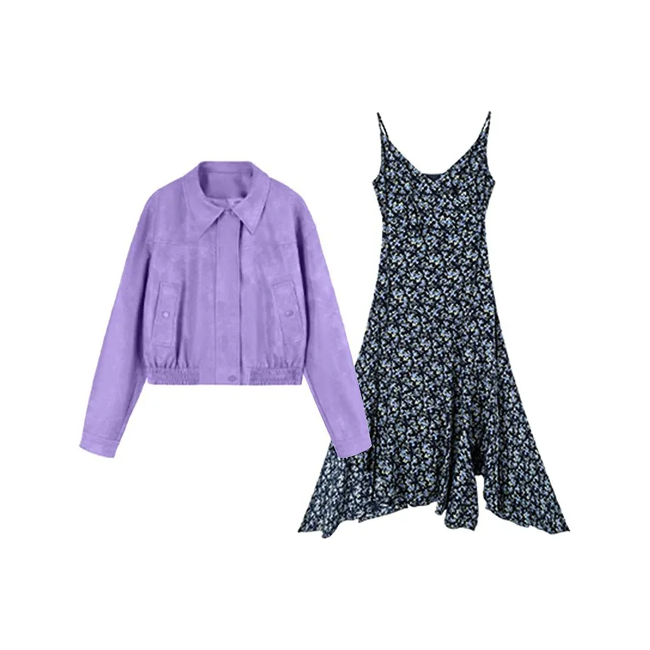 MARIE·COCO Фиолетовый Куртка+Платье Женские Комплекты с Юбкой