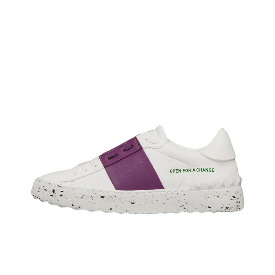 Valentino Open Skateboard Shoes Women's Low Top White Purple