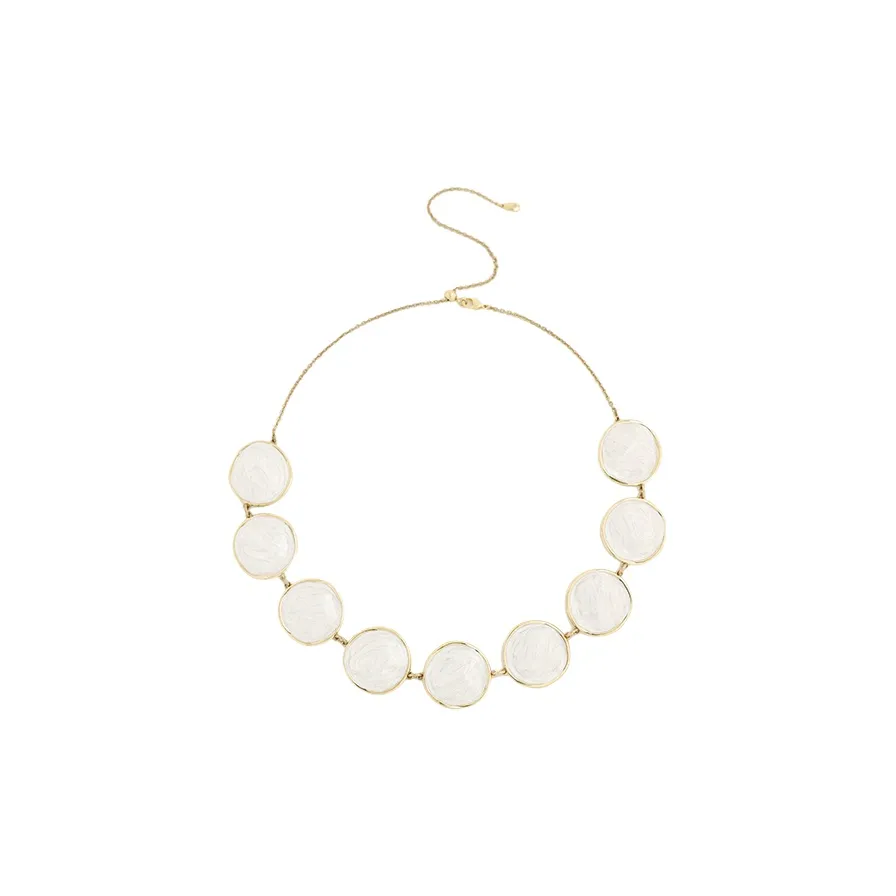 Retro Chic Brass Gold Plated Эмаль Craft Ripple Necklace Women's