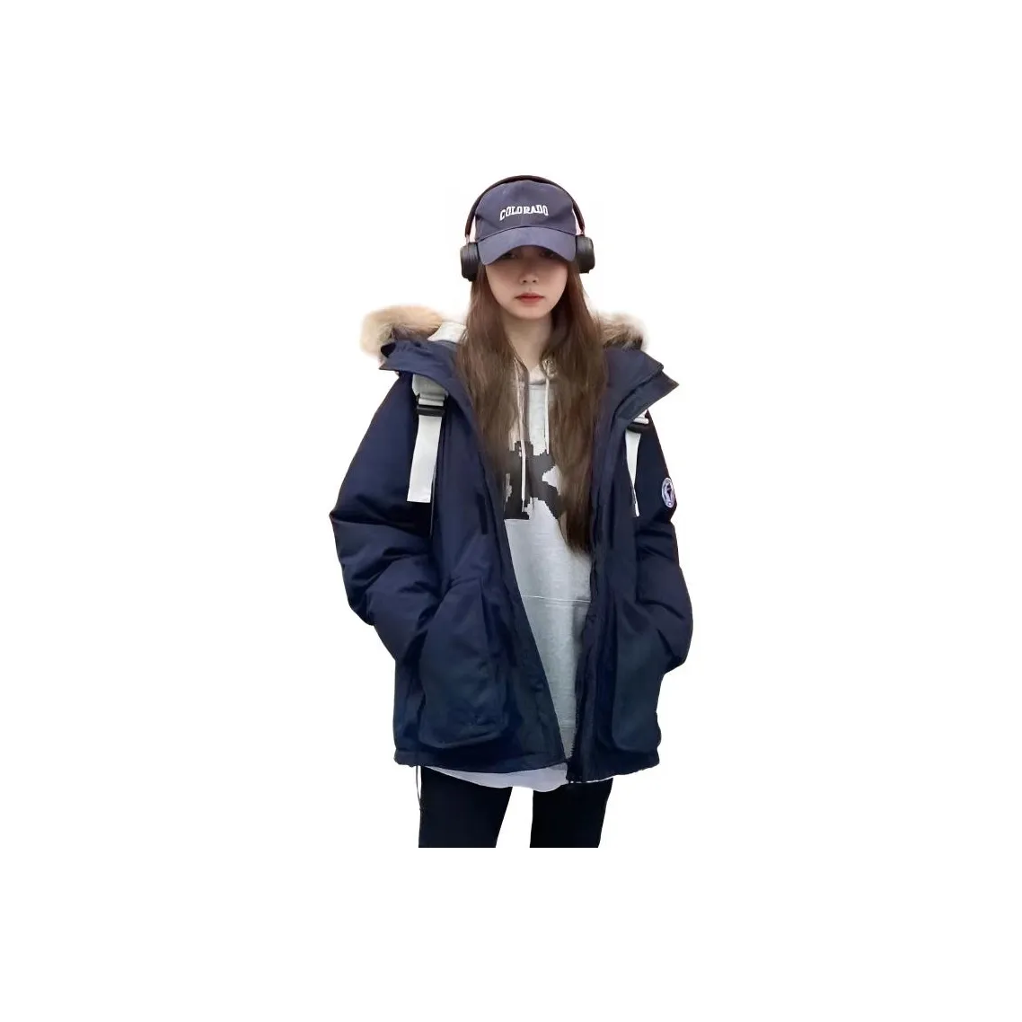 STYUW Темно-синий женский пуховик