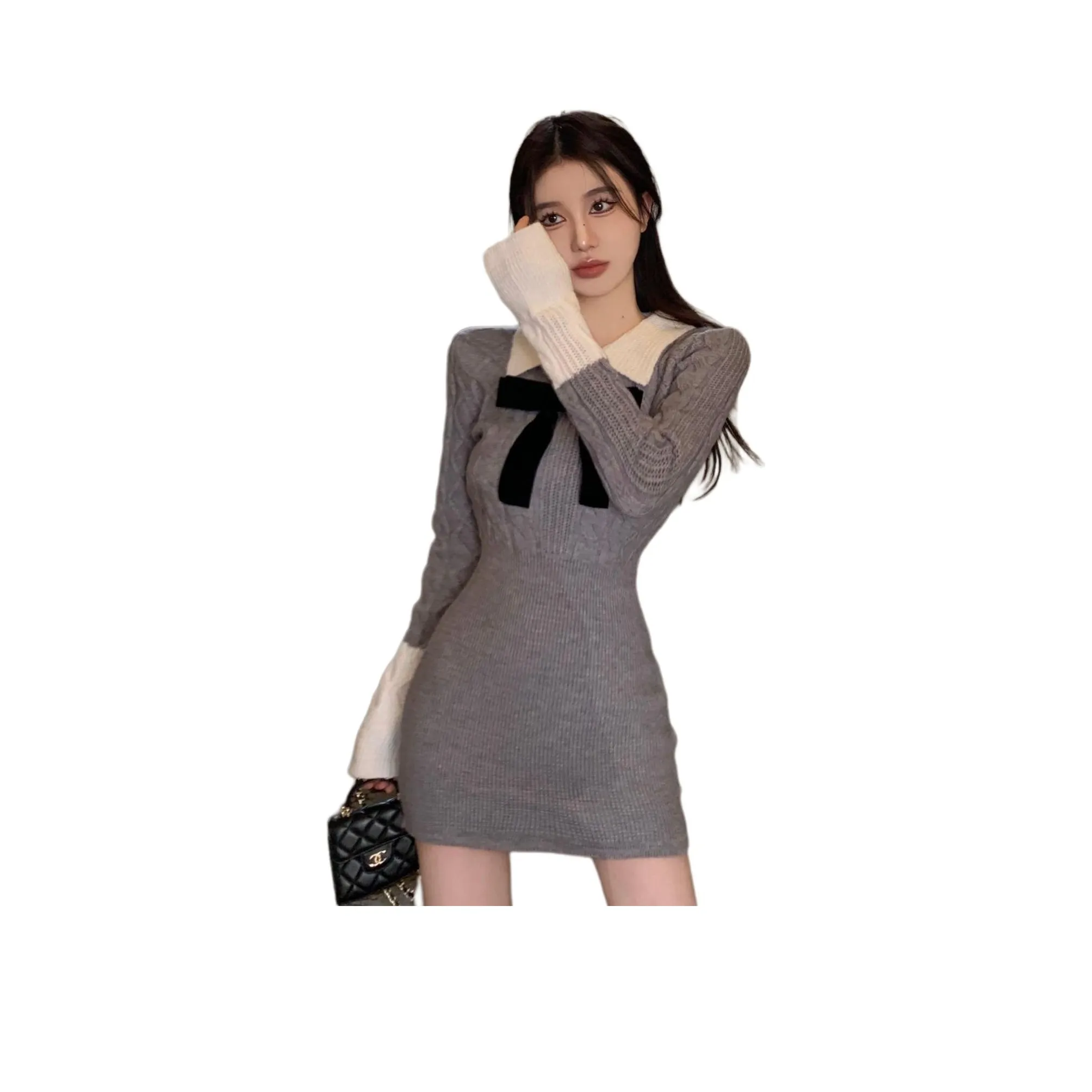 XIANSINIAO Длинное платье с длинными рукавами женское